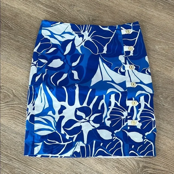 J . McLaughlin Serina Floral Print blue/white skirt women’s size 10 - Picture 3 of 13